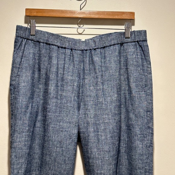 Eileen Fisher Hemp Organic Cotton Pants Womens M Blue Tapered Slit Hem Casual - Picture 2 of 7